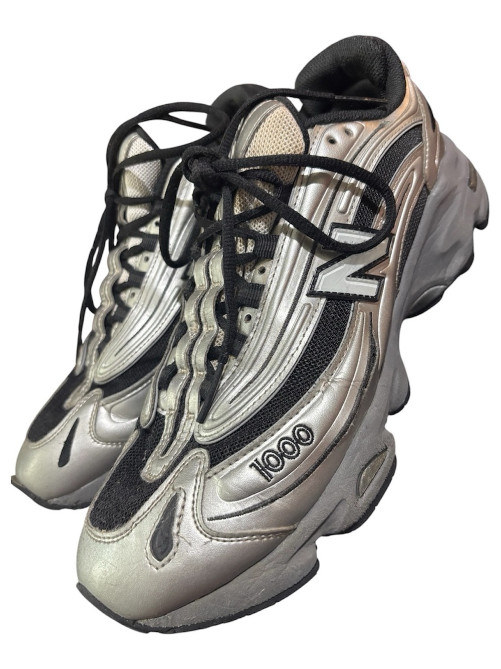 New Balance Silver and Black 1000 Athletic Sneakers